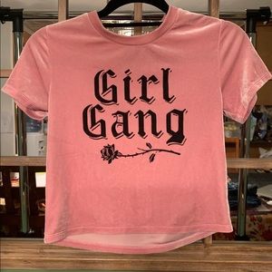 Velvet Light Pink T-shirt, 'Girl Gang'. Size S